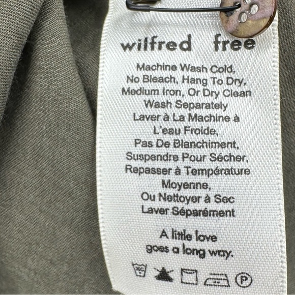 Wilfred Free Aritzia Long Sleeve Army Green Shirt with Flap Pockets Size 2 - Picture 5 of 6